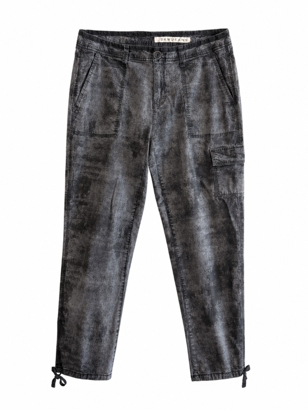 DKNY Jeans Stone Wash Black & Grey Cargo Capri Pants – Size 10 Like New